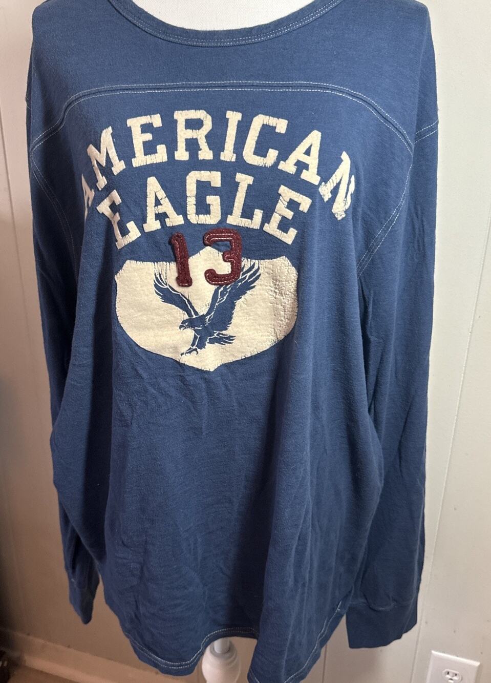 Vintage Y2K American Eagle Outfitters XXL Fit Blue Graphic Long Sleeve EE